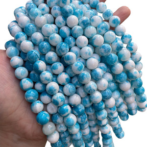 Blue and <strong>White</strong> Dyed Color Processed <strong>Jade</strong> Loose Beads Semi-finished Jewelry Accessory <strong>Stone</strong> for DIY Bracelet Necklace Making - Product Image 6