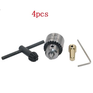 Jeu de mandrins de perceuse, 4 pièces, 0.3-4mm, tige droite à 3 mâchoires pour mini perceuse électrique avec clé Allen et manchon - Product Image 1