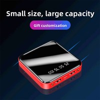 Power Bank Li-Polymer Ukuran Mini Ultra Tipis 10000mAh Pengisian Cepat 10W Kualitas Tinggi Terlaris dengan Layar LED dan USB Nirkabel