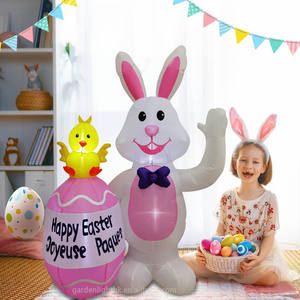 Inflable Impermeable de Conejo de 5 Pies con Huevo de Pascua y Pollito, con Luces LED, Ecológico, Decoración de Primavera para Interiores/Exteriores, Hogar y Fiestas - Product Image 4