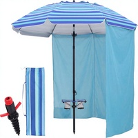 Parasol de plage 7FT avec base d'ancrage robuste, résistant au vent, protection solaire UPF 50+, mobilier d'extérieur en aluminium réglable
