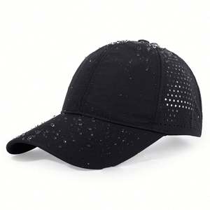 Casquette de baseball unisexe en toile imperméable à 6 panneaux, à séchage rapide, découpée au laser, pour sport et formelle, en nylon, vente en gros fabricant - Product Image 1