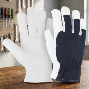 Gants de travail en cuir avec embouts antidérapants, bracelet élastique, gants d'assemblage polyvalents - Product Image 2