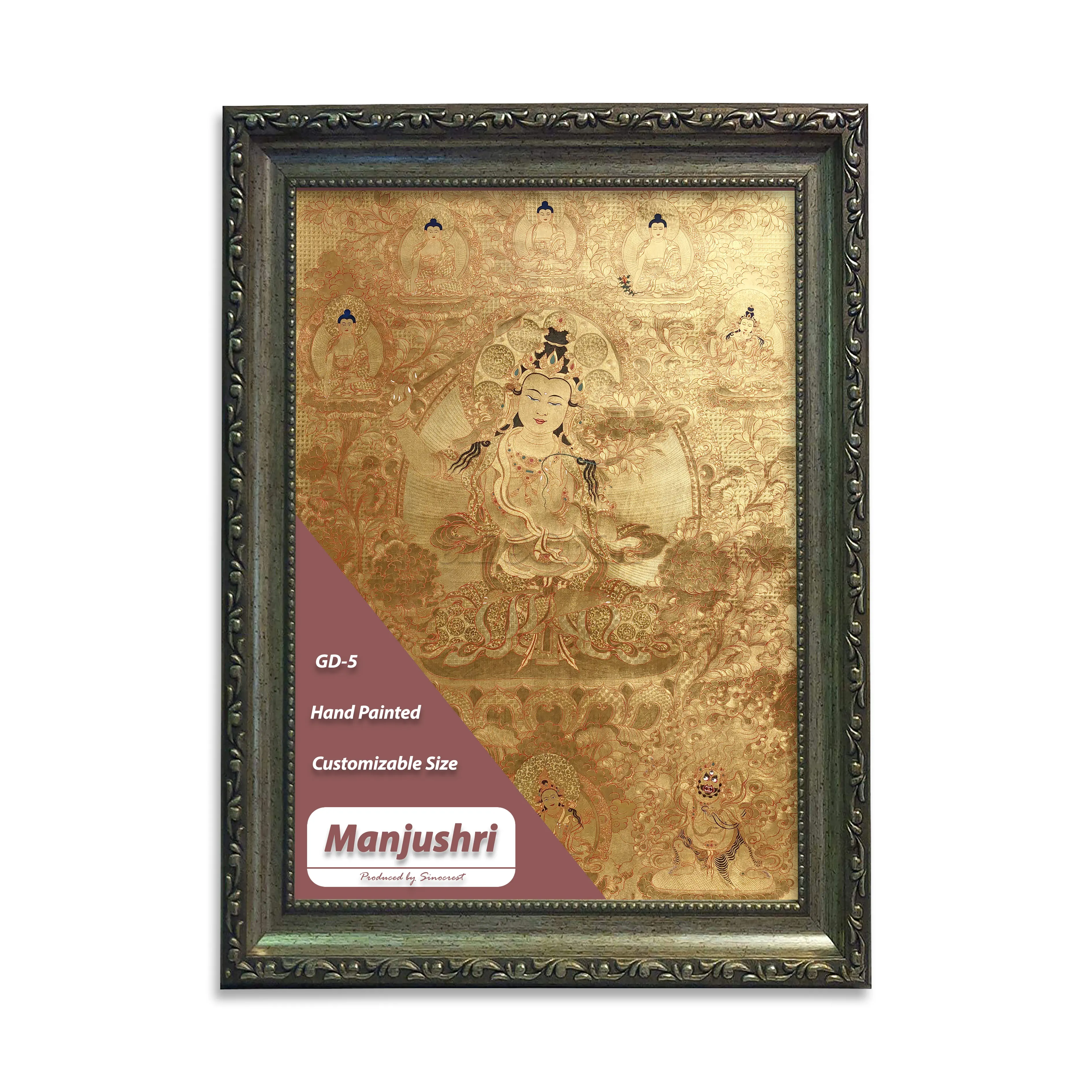 48 אינץ אוסף רמת Manjushri יד צבוע זהב Thangka משלוח חינם