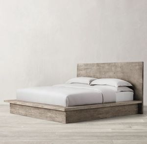 Cama de Plataforma Estilo Japonés, Tamaño Doble Queen/King, Muebles de Dormitorio de Madera de Roble Macizo con Cabecera - Product Image 2
