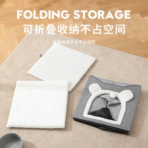 Faltbares Katzen haus Indoor Große Katzen höhle mit Kratz brett & Flauschiger Ball Haustier häuser & Möbel Haustier bett Katzen produkte - Product Image 2