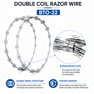 Alambre de Espina <span class=keywords><strong>Doble</strong></span> en Espiral BTO-22, Rollo de 50cm x 10m, Listo para Enviar, para Cercas Perimetrales de Almacenes - Product Image 1