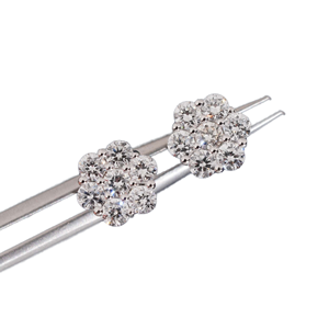 Fine Jewelry Flower Hip Hop 925 Sterling <b>Silver</b> 6.5mm Width Round Brilliant Cut Lab Grown Diamond IGI Certified <b>Earrings</b> - Product Image 1