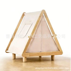 Cat <b>Tent</b> Wooden Pet House Triangle Shape Durable Off Ground Bed For <b>Small</b> Cats And Dogs All Season Use - Product Image 3