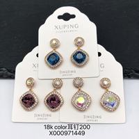 Boucles d'oreilles clous tendance pour femmes XUPING Jewelry Jingjing, motif fleur, nœud papillon, pierres colorées, vente en gros
