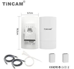 TiNCAM 1 जोड़ी लंबी दूरी का वायरलेस ब्रिज आउटडोर 2.4G 1.5 किमी 300 एमबीपी वायरलेस एक्सेस प्वाइंट 8 डीबीआई वायरलेस आउटडोर सीपीई