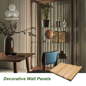 Pannelli di parete di legno del rivestimento della parete della decorazione interna 3D di legno solido di piccola scanalatura rotonda di MUMU - Product Image 4