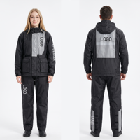 Veste et pantalon imperméables pour homme et femme, durables, à capuche, coupe-vent, réfléchissants, respirants, avec doublure en maille, revêtement PVC, pour moto et scooter