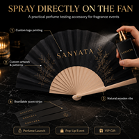 Ventaglio Pieghevole in Legno con Logo Personalizzato per Eventi di Profumeria, Ventaglio per Test Fragranze per Negozi Pop-Up, Regalo VIP Promozionale