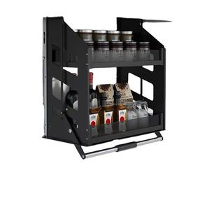 Moderno Gabinete de Cocina con Cesta Extraíble de Acero para Almacenamiento de Platos y Condimentos con Estante de Esquina - Product Image 1