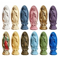 Statue Notre-Dame de Guadalupe en résine, figurine de la Vierge Marie avec halo et base ange, décoration d'intérieur, 19 cm, 30 cm, ornements, cadeau