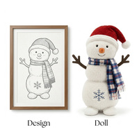 Peluche Bonhomme de Neige de Noël Personnalisée, Poupée d'Hiver Douce Rembourrée avec Chapeau de Père Noël et Écharpe à Carreaux, Cadeau Boutique, Faible MOQ, Support OEM ODM