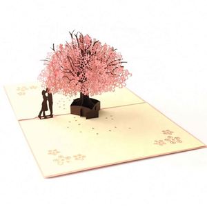การ์ดป๊อปอัพลายดอกซากุระตัดด้วยเลเซอร์จากกระดาษสำหรับวันวาเลนไทน์ - Product Image 2