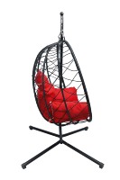 Haute qualité pliant Durable extérieur balcon Patio meubles siège unique Patio balançoire rotin osier pliable oeuf chaise avec support