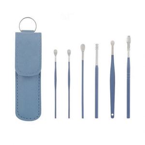 Juego de 6 piezas de limpiadores de oídos portátiles de bambú y acero al carbono, removedor de cera de oídos, cuchara para oídos, cureta, limpiador de oídos en espiral, fácil eliminación de cera. - Product Image 6
