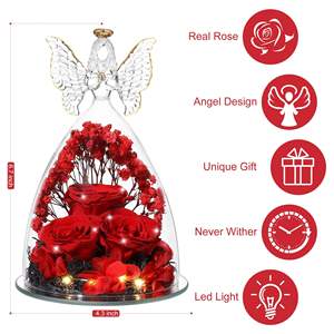 Couverture en verre pour fleur éternelle, rose éternelle Archange, décoration sous cloche en verre, cadeau pour la Saint-Valentin et Tanabata - Product Image 2