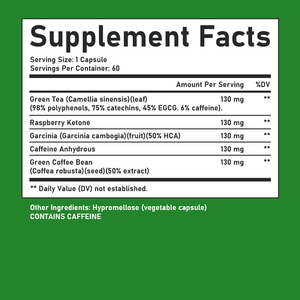 Custom Label Burn Boost Capsules with Green Tea and Raspberry Ketone Supercharge <b>Your</b> Metabolism Green Coffee Bean Capsules - Product Image 2