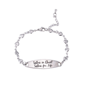 <b>Sister</b> In Christ Bracelet For Women Engraved Jewelry Gift Silver Tone Letter Design Handmade Christian Gift For <b>Sisters</b> - Product Image 4