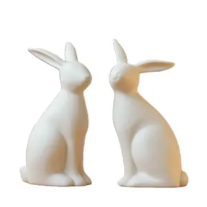 Decoração de mesa de cozinha estatueta animais porcelana branca cerâmica