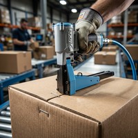 Agrafeuse pneumatique robuste TOUA TS3519 pour la fermeture de cartons – Agrafeuse de scellage de boîtes pour lignes d'emballage en entrepôt