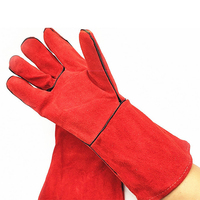 Gants de soudage en cuir de vachette antidérapants de haute qualité, résistants à la chaleur, épais, à manches longues
