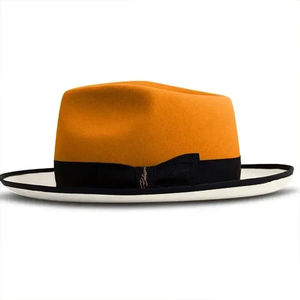 Orange <b>Wool</b> Fedora Hat With Black Band Unisex Adult Size 56-58CM Formal Fashion Casual Style Four Seasons Wear - Product Image 1