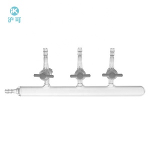 أدوات زجاجية مخبرية مخصصة من هوك، مشعب مزدوج مفرغ الهواء مع صنبور زجاجي - Product Image 4