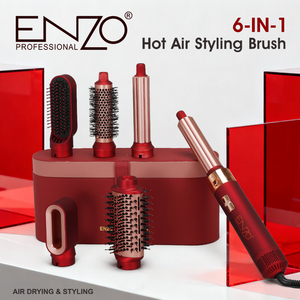 <span class=keywords><strong>ENZO</strong></span> Styler Multifunzione 6 in 1 per Capelli, Spazzola Asciugacapelli, Pettine ad Aria Calda, Ferro Arricciacapelli, Piastra Lisciante, Strumenti di Styling con Custodia in Pelle - Product Image 4