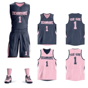 Paket seragam basket penuh, Quickdry tersublimasi reversibel warna merah desain seragam basket Eropa - Product Image 3