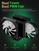 Refroidisseur d'air pour processeur ARGB upHere 120 mm, double ventilateur PWM, 8 caloducs, pour PC de jeu