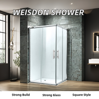 Cabine de douche moderne à double porte coulissante en verre trempé, cadre carré, 22 ans de fabrication, pour l'amélioration de l'habitat