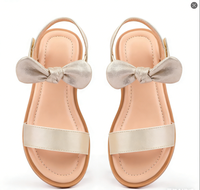Sandales pour filles avec nœuds décoratifs, chaussures de cérémonie style princesse, chaussures plates confortables, chaussures de demoiselle d'honneur pour les fêtes