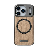 Nouvelle coque en cuir imitation bois compatible avec l'iPhone 17 Pro avec fixation magnétique minimaliste pour la série iPhone 16