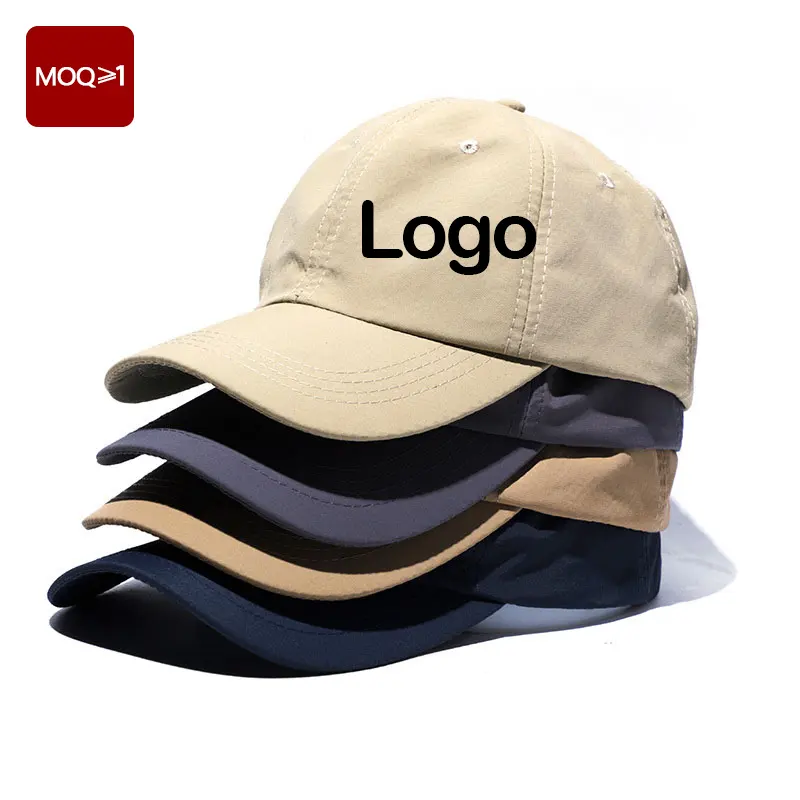 Nieuw Ontwerp Papa Hat Custom Logo Unisex Hoge Kwaliteit 6 Panel Papa Hoed Sneldrogende Gebogen Rand Verstelbare Baseball Caps Voor Mannen