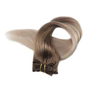 Stock all'ingrosso <span class=keywords><strong>naturale</strong></span> grezzo doppio disegno vergine Ombre Remy Clip In capelli umani extension - Product Image 4