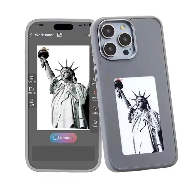 2025 Hot Sale NFC E-ink Screen DIY Wallpaper Smart Display Cover Phone Case for iPhone 16 Pro Max 15 Pro 14 13