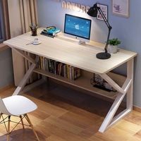 Bureau d'ordinateur en bois écologique au design moderne avec structure métallique et plateau en panneau, marque MLEX, 120x60x75cm, pour bureau à domicile