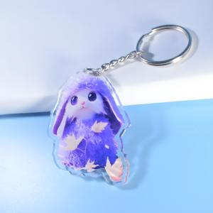 HanXinカスタムプリントミニアニメキーホルダークリアエポキシアクリル漫画スタイルプラスチック素材とカスタムロゴ付き