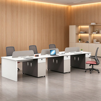 Poste de travail en open space avec cloison, panneau de bureau, armoire latérale, table de travail informatique moderne pour employés, pour bureau commercial