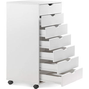 Cómoda de 7 Cajones en Oferta, Cómoda de Madera Económica, Gabinete de Almacenamiento Blanco <span class=keywords><strong>con</strong></span> <span class=keywords><strong>Ruedas</strong></span> Extraíbles - Product Image 2