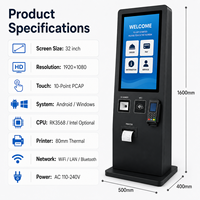 Terminal de Kiosco de Autoservicio OEM Personalizado con Pantalla Táctil, Sistema POS, Pago con Tarjeta QR NFC, Intel Core I5, Windows, Tipo Piso