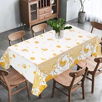 Eid Mubarak Couverture de Table Noir Or Ramadan Nappe en Plastique Nappe Jetable pour Musulman Islamique Ramadan Décorations