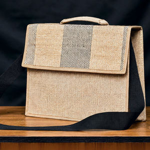 Sangle de sac en fibre de banane de qualité supérieure, poignée légère et structurée pour sacoche d'ordinateur portable, tissu tissé naturel, fermeture à velcro de type rabat, tendance - Product Image 1