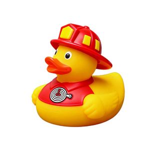Jouets de bain en PVC personnalisés en gros, style canard pompier, avec motifs imprimés, pour la baignoire - Product Image 4