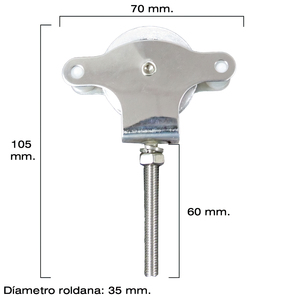 Polea para tendedero de acero inoxidable Wolfpack de 60 mm / Polea metálica con tornillo - Product Image 2